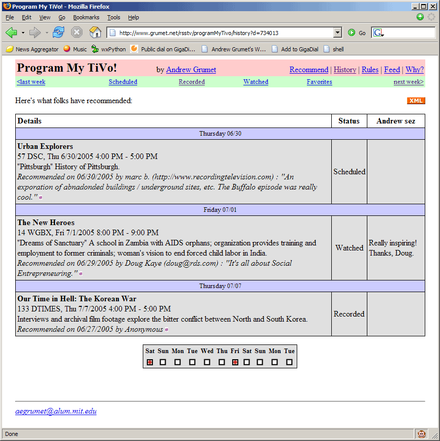 RSS Powered Tivo ToDo lists